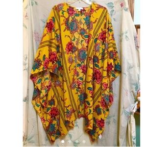 🎉Host Pick🎉Golden Yellow Rose Floral Plus Size Duster 2X-3X
